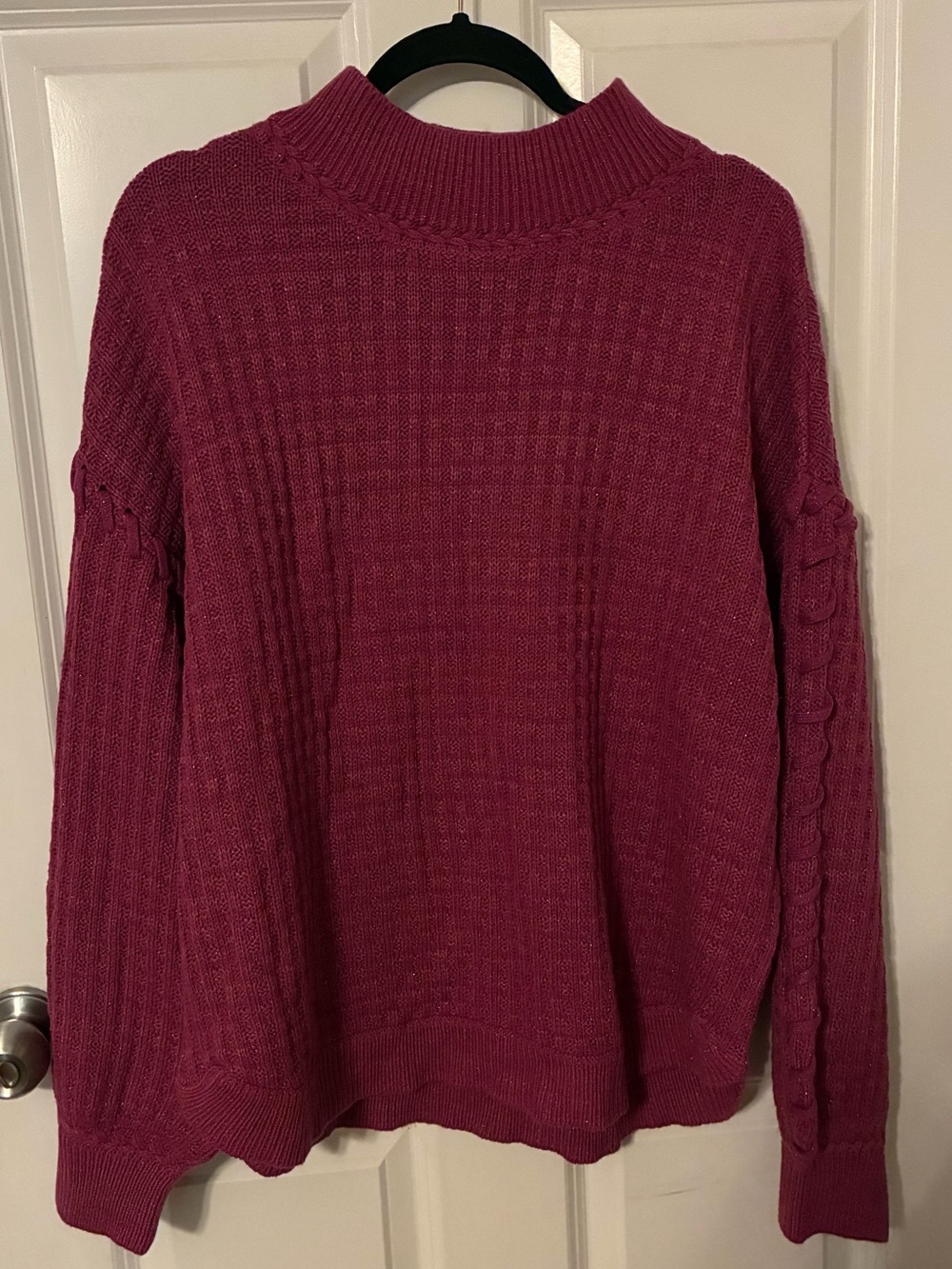 NWT Democracy Ribbed Mock Neck Sweater in Raspberry